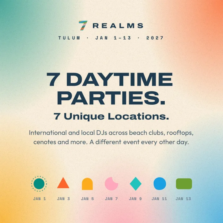 7 Realms, Tulum, 1 to 13 January 2027: seven daytime parties in seven unique locations
